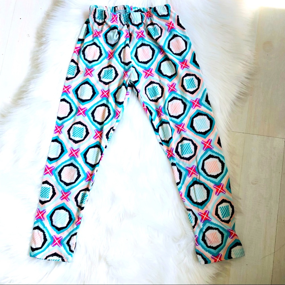 5x$25 Abstract Geometric Print Stretch Leggings, 10-12